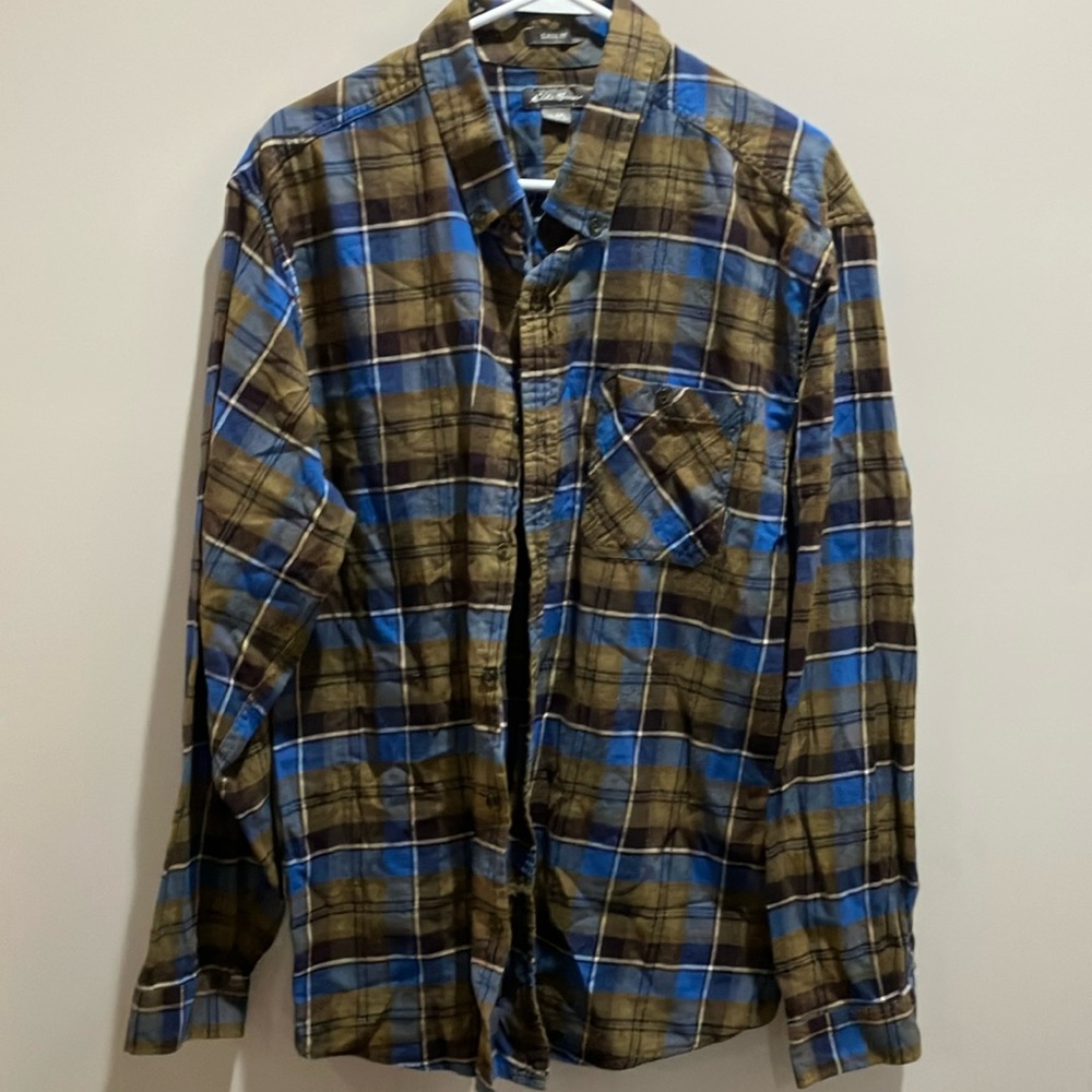 Blue and Brown Plaid Men's Shirt